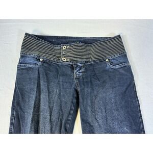 Beverly Jeans Co Women's XL Size 9 Dark Wash Stretch Denim Smocked Waist